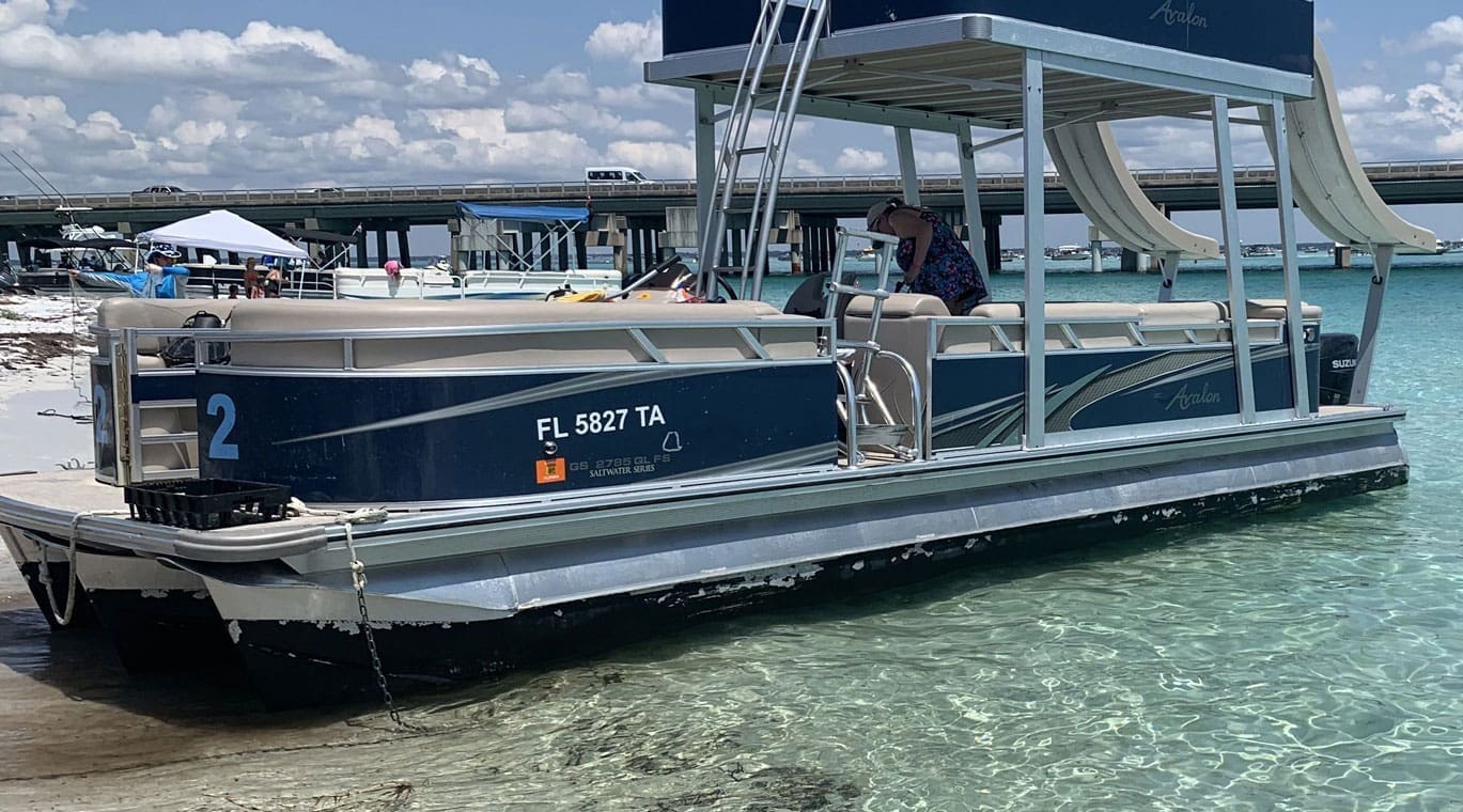 pontoon boat in the water